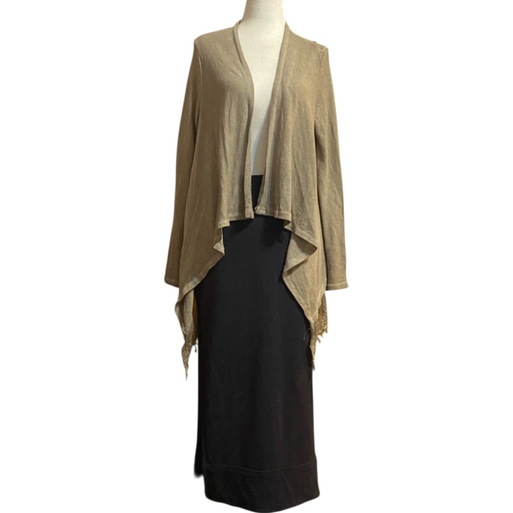 Lagenlook Italian made, lace trim open cardigan/shrug. Sz S